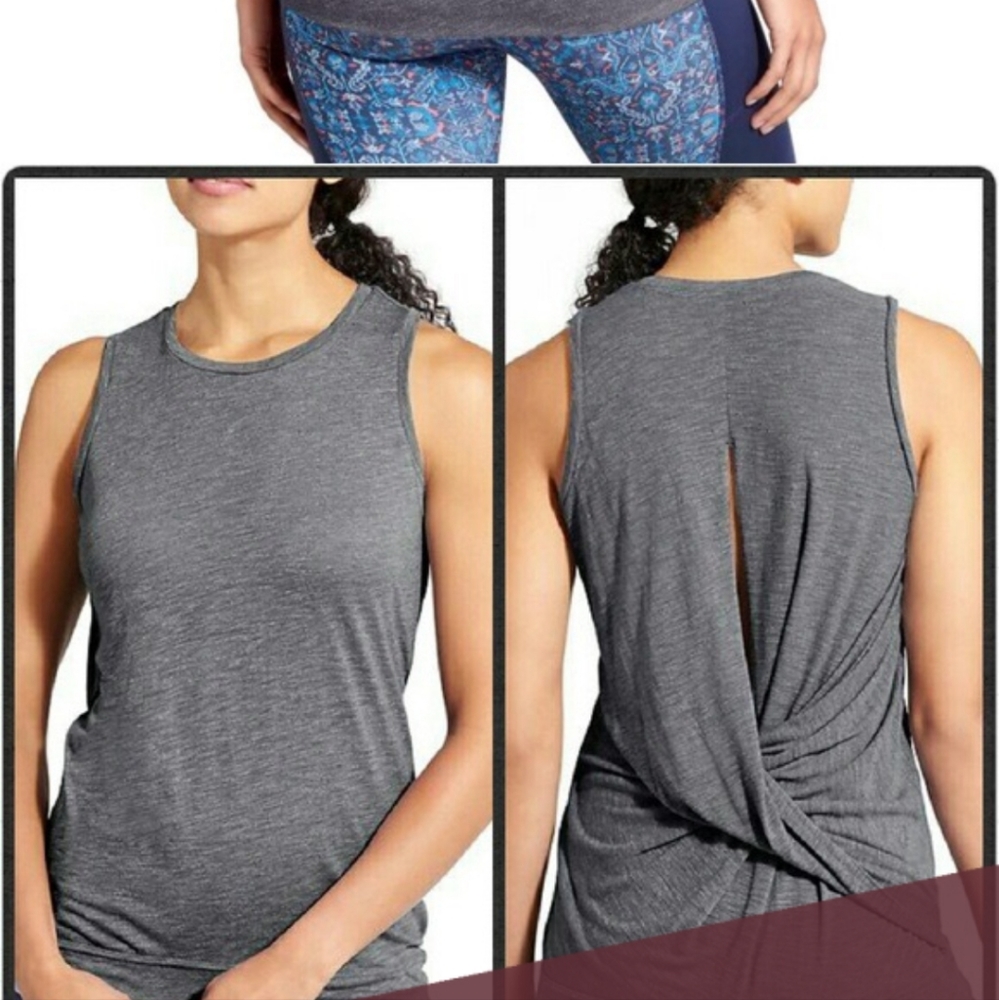 Athleta Siro Open Twist Back Dark Gray Size XS